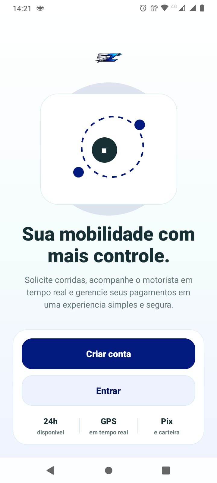 Tela inicial do aplicativo 5Z